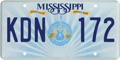 MS license plate KDN172