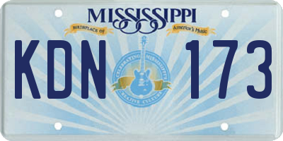 MS license plate KDN173