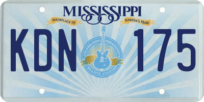 MS license plate KDN175