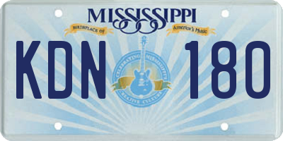 MS license plate KDN180