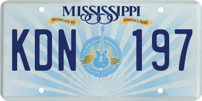 MS license plate KDN197