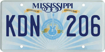 MS license plate KDN206