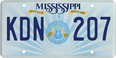 MS license plate KDN207