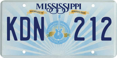 MS license plate KDN212