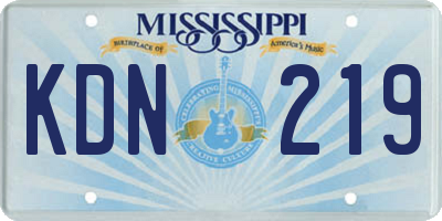 MS license plate KDN219