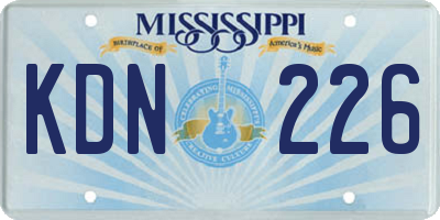 MS license plate KDN226