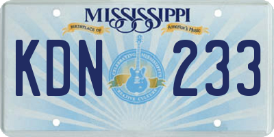 MS license plate KDN233