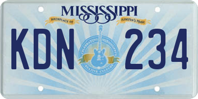 MS license plate KDN234