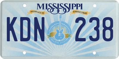 MS license plate KDN238