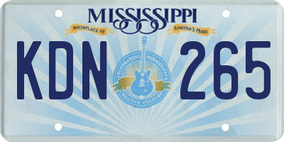 MS license plate KDN265