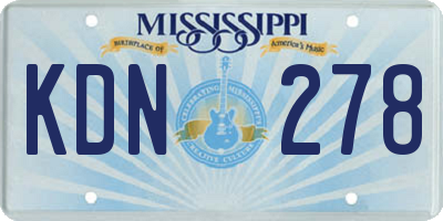 MS license plate KDN278
