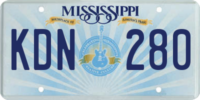 MS license plate KDN280