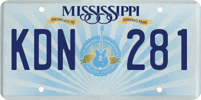 MS license plate KDN281