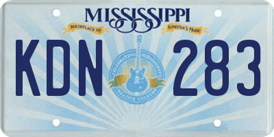 MS license plate KDN283