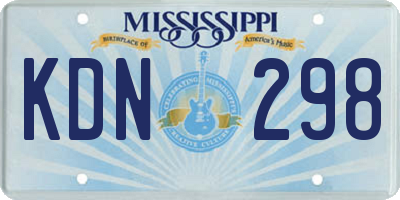MS license plate KDN298