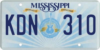 MS license plate KDN310