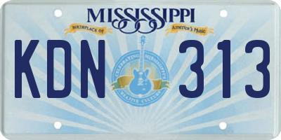 MS license plate KDN313
