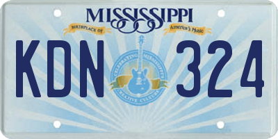 MS license plate KDN324