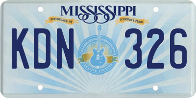 MS license plate KDN326