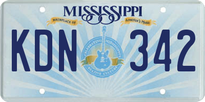 MS license plate KDN342