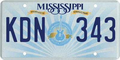 MS license plate KDN343