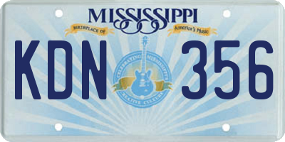MS license plate KDN356