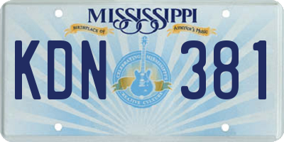 MS license plate KDN381