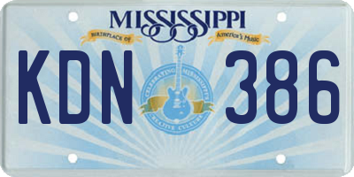 MS license plate KDN386