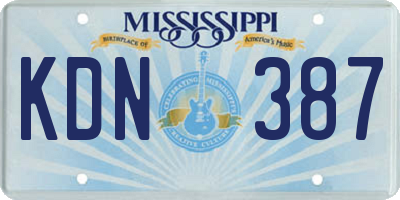 MS license plate KDN387