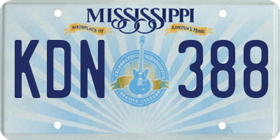 MS license plate KDN388