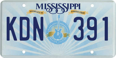 MS license plate KDN391