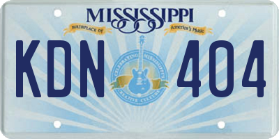 MS license plate KDN404