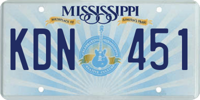 MS license plate KDN451