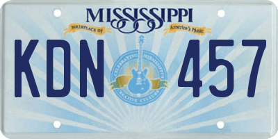 MS license plate KDN457