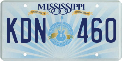 MS license plate KDN460