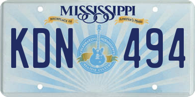 MS license plate KDN494