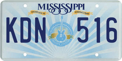 MS license plate KDN516