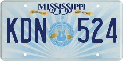 MS license plate KDN524
