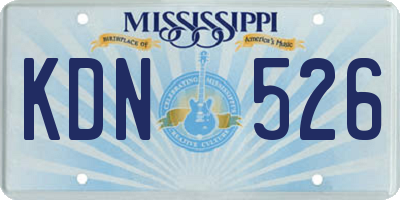 MS license plate KDN526