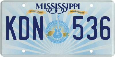MS license plate KDN536