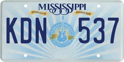 MS license plate KDN537