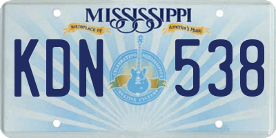 MS license plate KDN538