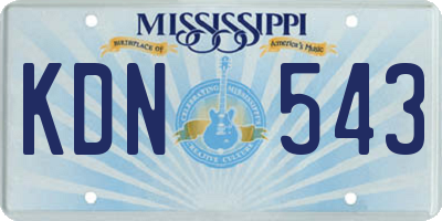MS license plate KDN543