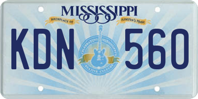 MS license plate KDN560