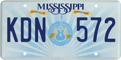 MS license plate KDN572