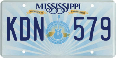 MS license plate KDN579