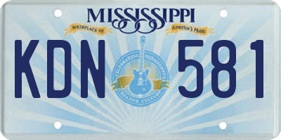 MS license plate KDN581