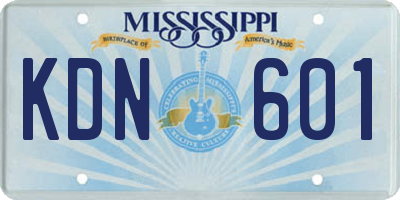 MS license plate KDN601
