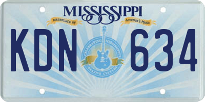 MS license plate KDN634