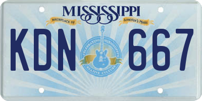 MS license plate KDN667